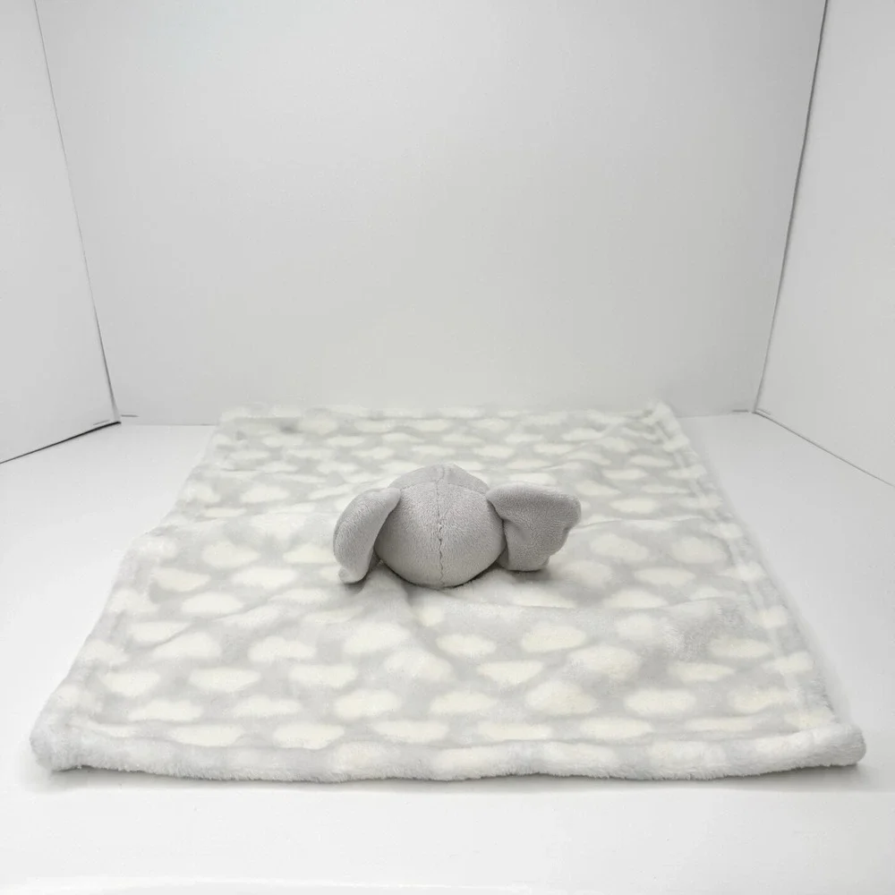 HB Hudson Baby Elephant Plush Lovey Security Blanket Gray White